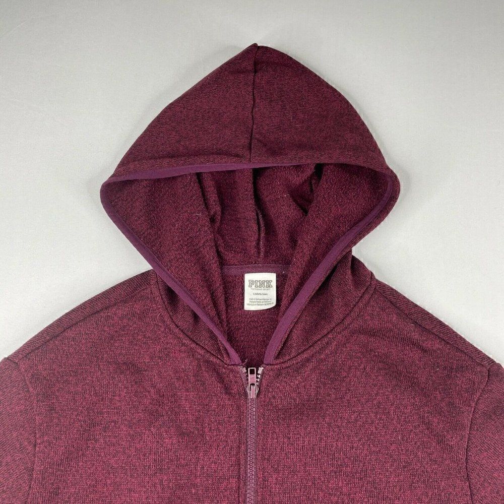 Victoria’s Secret PINK Sweater Knit Zip Jacket Maroon - Picture 5 of 6